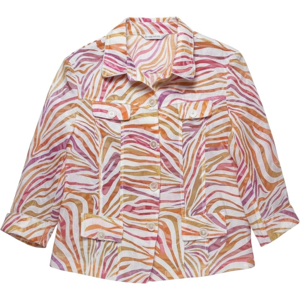 Lightweight‎ Zebra Stripe Button-Up Jacket in Pastel Multicolor